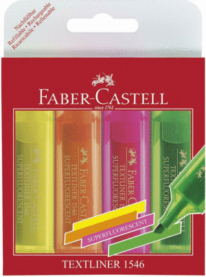 PACK 4 FLUOR TEXTLINER 1546 COLORES VIVOS FABER-CASTELL