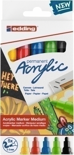 CAJA 5 ROTULADORES ACRYLICS MEDIUM BASICS EDDING