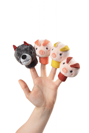 MARIONETAS DE DEDO LOBO Y LOS 3 CERDITOS LILLIPUTIENS