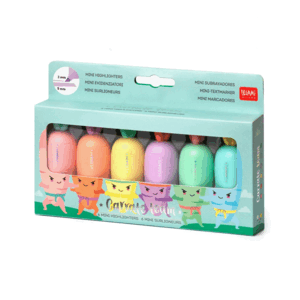 CAJA 6 MINI SUBRAYADORES FLUOR VERDURAS LEGAMI