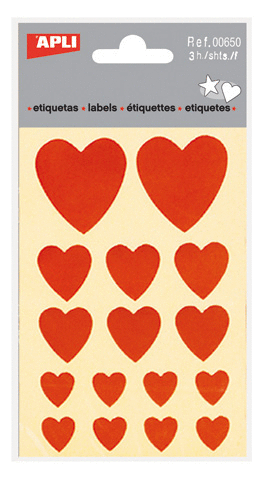 BLISTER 3HJ STIKERS CORAZONES ROJOS VARIOS 650 APLI