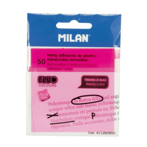BLISTER 50 NOTAS ADHESIVAS PP ROSA FLUOR MILAN