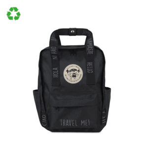 MOCHILA SALUDOS DEL MUNDO MINI NEGRA PEPITA VIAJERA