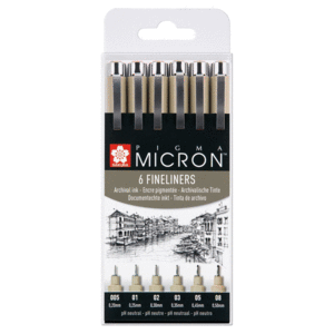 CAJA 6 ROTULADORES VARIOS PIGMA MICRON TALENS