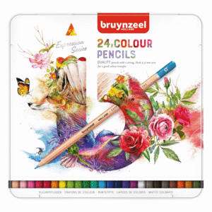 CAJA METAL 24 LAPICES COLORES EXPRESSION BRUYNZEEL