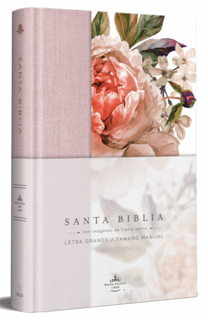 BIBLIA REINA VALERA 1960 LETRA GRANDE. TAPA DURA, TELA ROSADA CON FLORES, TAMAÑO